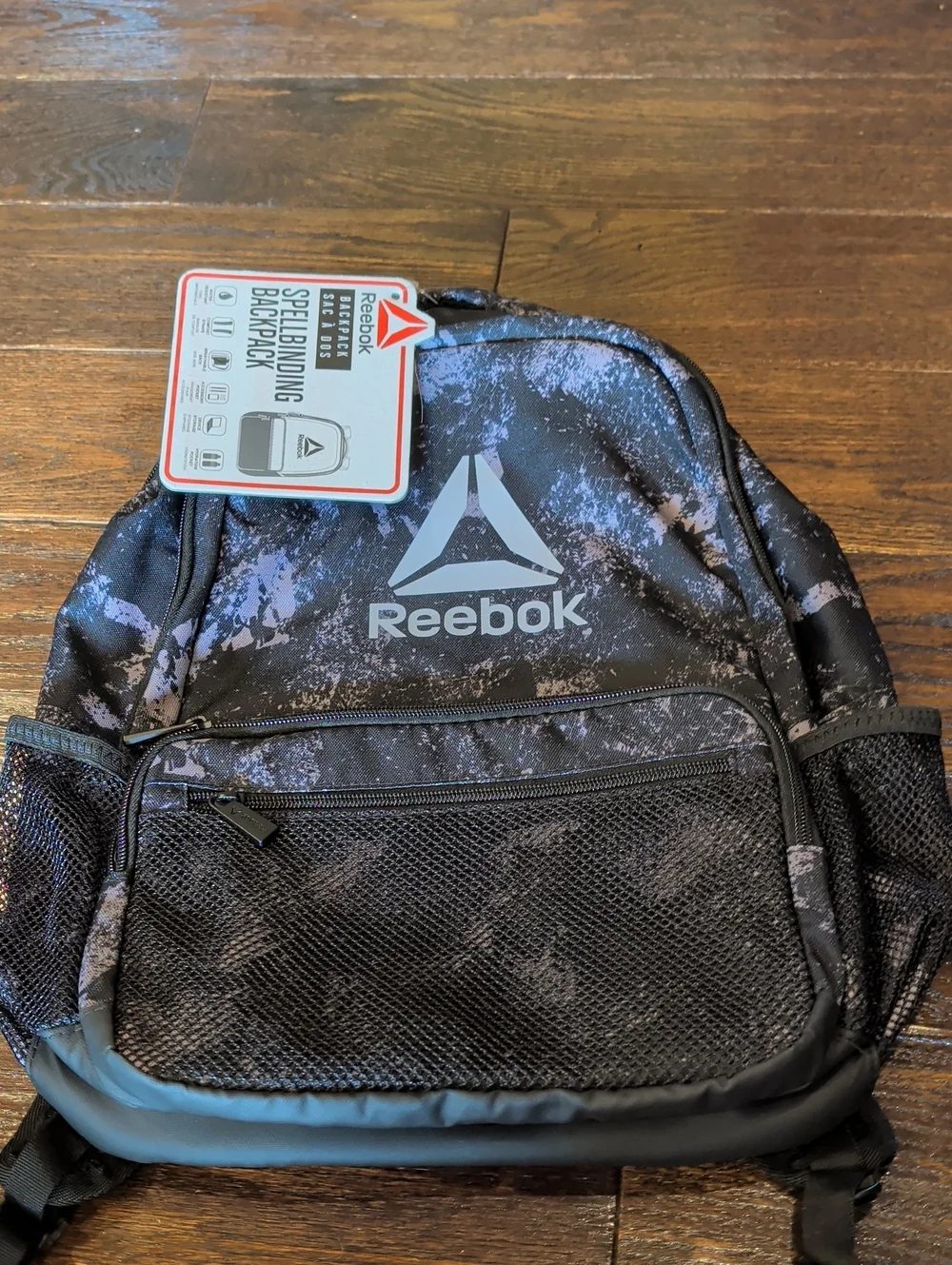 Reebok Black & Gray Splatter Sport Backpack